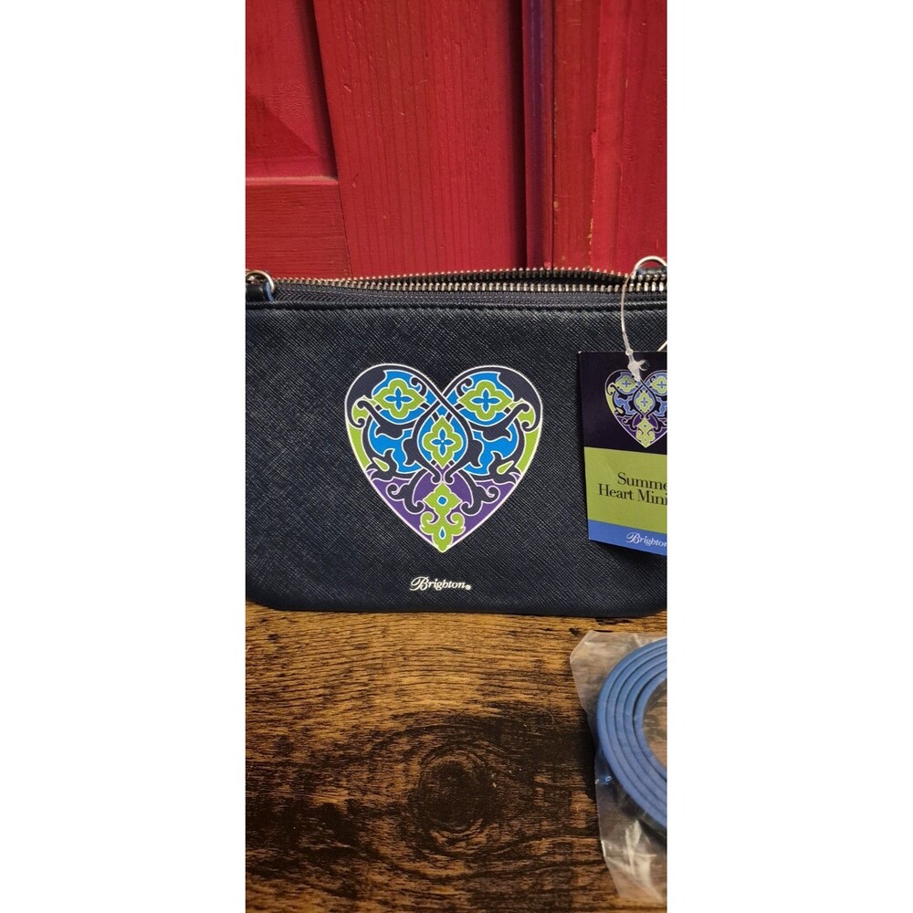 NWT Brighton Heart Bag Blue Leather Crossbody Shoulder Bag Purse Clutch NEW